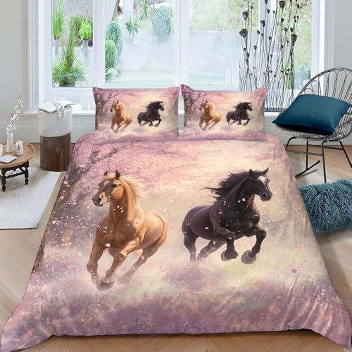 Tierisches Pferd Bettwäsche 135X200 cm Kinder Junge Mädchen 3D Effekt Bettbezug Jugendliche Bettwäsche-Set Mikrofaser Bettbezug Mit Reißverschluss Und 2 Kissenbezug 80X80Cm Tierisches Pferd Bettwäsche 135X200 cm Kinder Junge Mädchen 3D Effekt Bettbezug Jugendliche Bettwäsche-Set Mikrofaser Bettbezug Mit Reißverschluss Und 2 Kissenbezug 80X80Cm