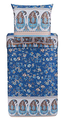  Garnitur Genova B1 aus Baumwolle Mako der Farbe Blau 2 Teilig mit Reißverschluss, Maße: 200cm x 200cm, x, 9323464