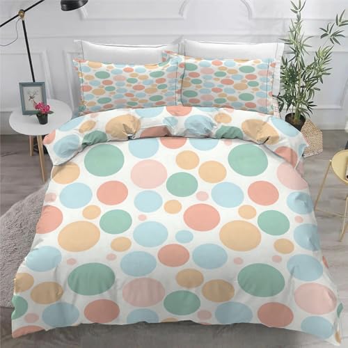 Bettwäsche 155x220 Farbig Microfaser BettwäSche-Sets mit ReißVerschluss, Punkte Hautfreundlich Bettwaren, Bedding EnthäLt 1 Bettbezug und 2 Kissenbezug 80x80