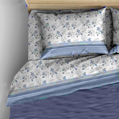 Genfer Flanell-Bettwäsche-Set, 100 % Baumwolle, geometrisches Muster, Hellblau