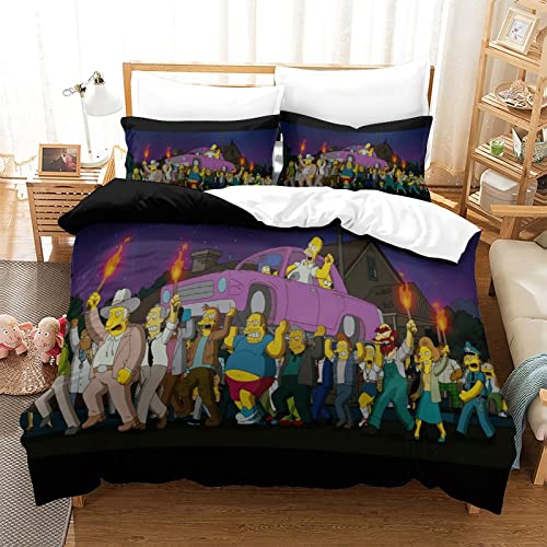 YINGD The Simpsons Bettbezug-Bettwäsche-Set s mit Anime-Charakteren, Bettdeckenbezug, superweiche Mikrofaser, 2-teilig (220 x 240 cm)