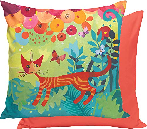 Rosina Wachtmeister Kuschelkissenbezug Un Giro in Giro Mako-Satin grün-apricot-Petrol Größe 40x40 cm