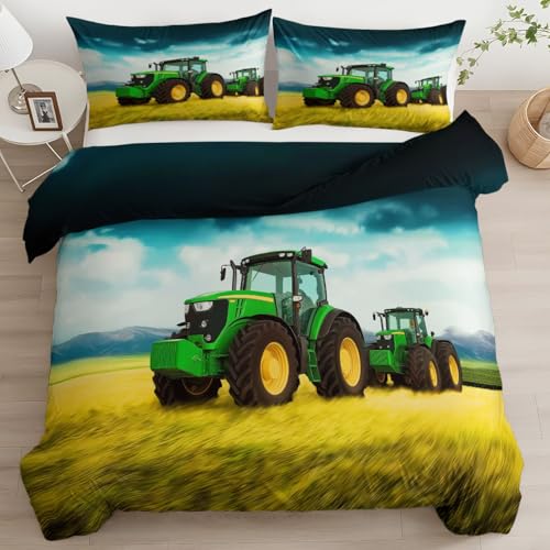 Bettbezug Feldtraktor, Bettwäsche Set 135 x 200 cm - Sanft Mikrofaser Bettbezug für Jungen Mädchen Kinder Schlafzimmer Dekor Landhausstil Bettwäsche Set mit 1 Kissenbezügen Bettbezug Feldtraktor, Bettwäsche Set 135 x 200 cm - Sanft Mikrofaser Bettbezug für Jungen Mädchen Kinder Schlafzimmer Dekor Landhausstil Bettwäsche Set mit 1 Kissenbezügen