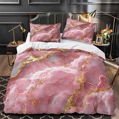 Pink Rose Dekor Pflegeleicht 3D-gedruckter Vintage Blütenmuster Bettdeckenbezug Bettwäsche-Set dreiteiliger Zip Verschluss Atmungsaktiv for Jungen,Teen Jungen,Frauen,Teenager Double?200x200cm?