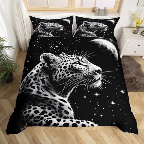 Homemissing Leopard Bettbezug Set Gepard Druck Bettwäsche Set 155x220cm für Kinder Tier Bettwäsche Frauen Männer Jugendliche Ultra weich Safari Zimmer Dekor Reißverschluss