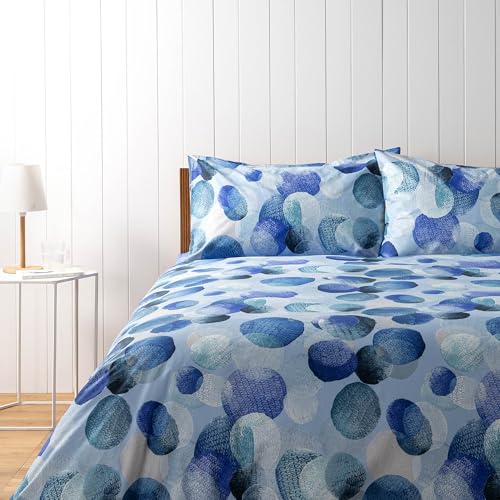 Bassetti, Bettwäsche-Set für Einzelbett, Kollektion Stray Dot, 100 % Baumwolle, Hellblau mit Punkten
