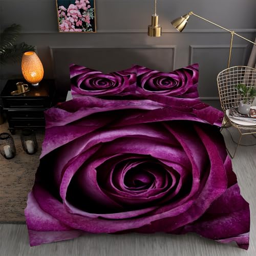 YZQGLHP Kinder Bettwäsche Set Lila BlüTe Bettwäsche 135x200 cm Jungen Bettbezug für Mädchen Kids Microfaser Himmlische Qualität Betten Set mit 1 Kissenbezug 80x80cm Einzelbett