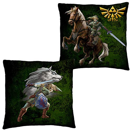 The Legend of Zelda Kissen Fight 40 cm x 40 cm Links Awakening Triforce Twilight Princess Ocarina Hyrule Kopfkissen Dekokissen Schmusekissen Zierkissen Kuschelkissen Polster passend zur Bettwäsche