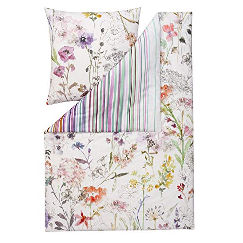 ESTELLA Feinflanell Bettwäsche Floral multicolor 1 Bettbezug 155 x 220 cm + 1 Kissenbezug 80 x 80 cm
