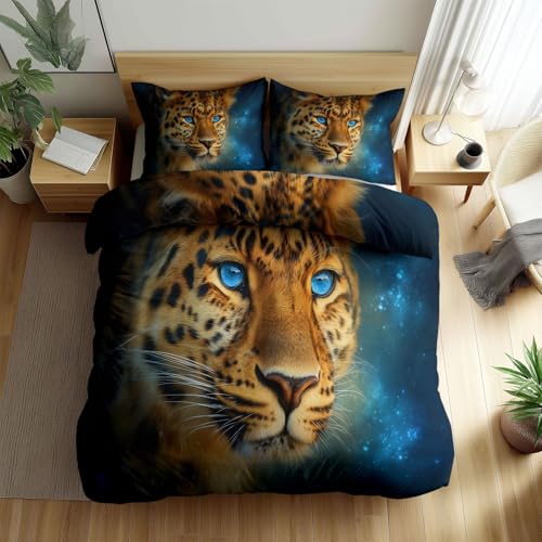 Bettwäsche 180 x 200 cm Fantasie-Leopard Bettbezug Kissenbezug Mit Reißverschluss, Blau Deluxe Weich Microfaser 3 Teilig - Jugendliche Kinder Schlafzimmer Bettdeckenbezug Bettwäsche 180 x 200 cm Fantasie-Leopard Bettbezug Kissenbezug Mit Reißverschluss, Blau Deluxe Weich Microfaser 3 Teilig - Jugendliche Kinder Schlafzimmer Bettdeckenbezug