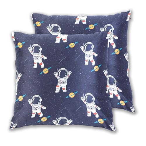 Joitme Niedliche Astronauten-Kissenbezüge mit Sternen, flauschig, dekorativ, Couchkissen für Schlafzimmer, 45,7 x 45,7 cm, 2 Stück Joitme Niedliche Astronauten-Kissenbezüge mit Sternen, flauschig, dekorativ, Couchkissen für Schlafzimmer, 45,7 x 45,7 cm, 2 Stück