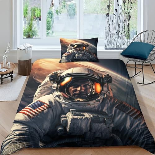 ITOMEN Weltraum-Forscher 3D Gedruckter Bettbezug Set Kinderbettwäsche Set Jungen Mädchen Astronauten Deckung Set Mit Reißverschluss Und Kissenbezüge Weich Mikrofaserbettwäsche Single?135x200cm? ITOMEN Weltraum-Forscher 3D Gedruckter Bettbezug Set Kinderbettwäsche Set Jungen Mädchen Astronauten Deckung Set Mit Reißverschluss Und Kissenbezüge Weich Mikrofaserbettwäsche Single?135x200cm?