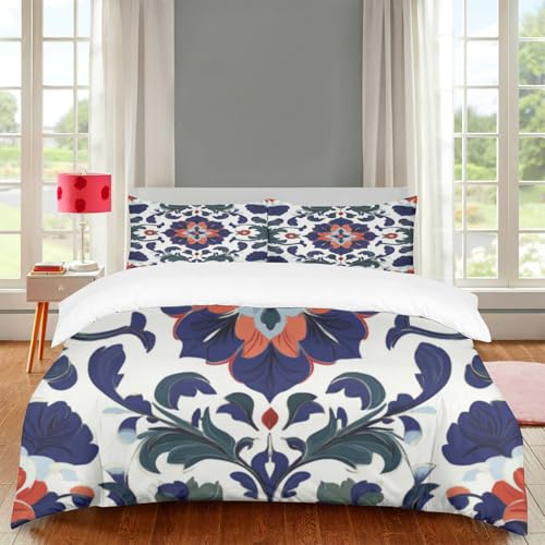 Bettwäsche Blumen, Weich Bettwäsche-Sets, 1 Bettbezug + 2 Kissenbezüge, Bettwäsche Personalisiert, Eleganter Charme, Präsentiert Einen Eleganten Künstlerischen Stil