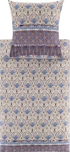 Bassetti Bettwäsche Nairobi Feinsatin braun-blau Größe 1x 135x200 cm + 1x 80x80 cm