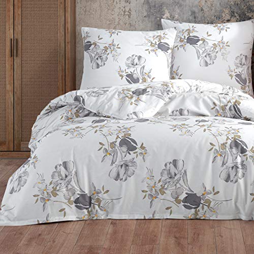 Buymax® Bettwäsche 200x220 100% Baumwolle 3-Teilig Bettbezug - Bettwäsche-Sets 200 x 220cm mit 2 mal Kissenbezüge 80x80cm, ÖKO-TEX Renforcé-Bettdeckenbezug Set mit Reißverschluss