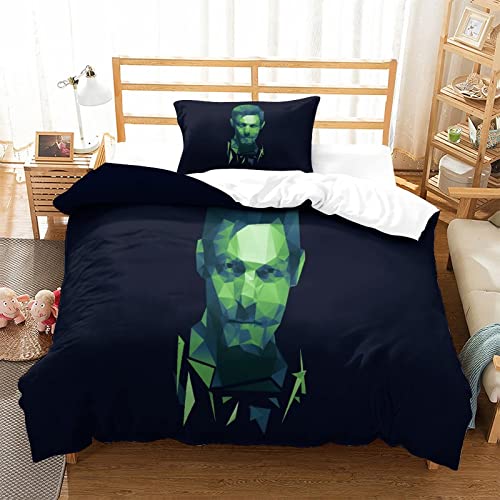OROXCO The Walking Dead Poster Bettbezug 3D-bedruckter Steppdeckenbezug Mit Reißverschluss, Geschlossen, Mit Kissenbezug, Mikrofaser-Steppdeckenbez ug-Set Doppelt Single?135x200cm?