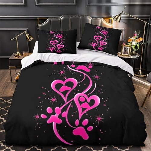 VOXYTMLWG Pink Teddy Bear Weich 3D Gedruckt Cute Coon Bettbezug Bettwäsche 3 Teilig mit Reißverschluss Hautfreundlich for Erwachsene,Frauen,Mädche n,Kinder Double?200x200cm?