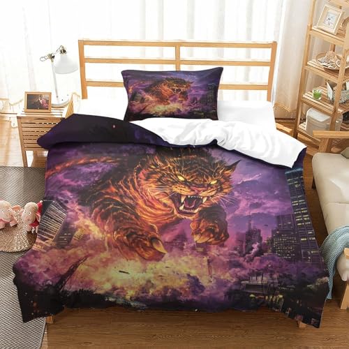 QADDKRTEV Tiger Bettbezug Set Bettwäsche-Sets Kinderbettwäsche Reißverschluss Mit Kissenbezügen Betten Set Für Jugendliche Kinder Schlafzimmer Single?135x200cm?