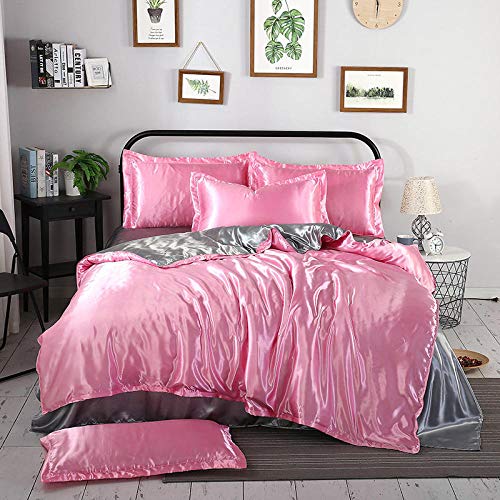 GEEKCOOK Bettwäsche,4 Stück Seidenbettwäsche Set Queen Size Satin Bettbezug Einfarbiges Set Einfach Schöne Bettwäsche Fen SE Yin HUI_Twin Größe 4St GEEKCOOK Bettwäsche,4 Stück Seidenbettwäsche Set Queen Size Satin Bettbezug Einfarbiges Set Einfach Schöne Bettwäsche Fen SE Yin HUI_Twin Größe 4St