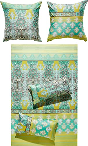 Erwin Müller Bettwäsche Mako-Satin grün-gelb Größe 1x 135x200 cm + 1x 40x80 cm