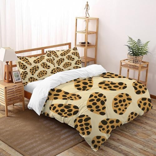 TiTCiveR Leopard Print Black Bettwäsche Set 3 Teilig Mit Reißverschluss Fashion Land Animals Kissenbezügen Mikrofaser Für Jungen Und Mädchen,Kinder Double?200x200cm?