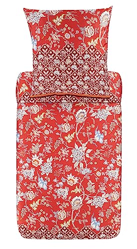 Bassetti Vicenza Bettwäsche + 1 Kissenhülle aus 100% Baumwollsatin in der Farbe Rot R1, Maße: 135x200 + 1 K 80x80 cm - 9325831