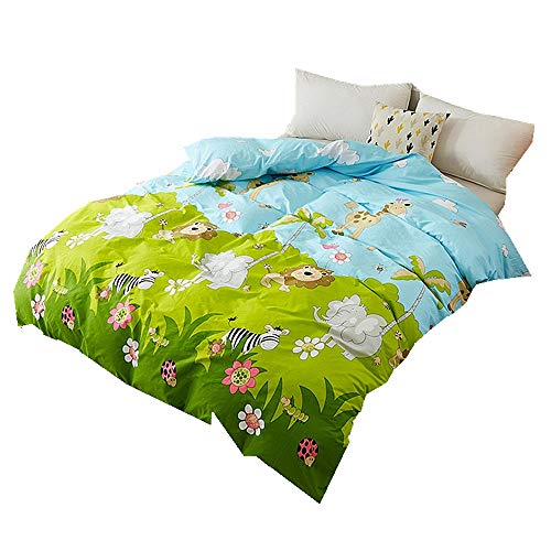 100% Baumwolle Bettbezug und Kissenbezug Bettwäsche Set Neuheit Tier Soft Bettbezug Set für Kinder Baby Junge Mädchen (Tierpark, 2 Teilig 135x200 cm)