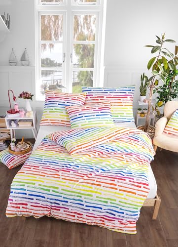 KK SHOPPING Versandhandel Klaus Kolodzie Bunte gestreifte Renforce-Bettwäsche-Set, 2-teilig, 135 x 200 cm Bettbezug, 80 x 80 cm Kissenbezug KK SHOPPING Versandhandel Klaus Kolodzie Bunte gestreifte Renforce-Bettwäsche-Set, 2-teilig, 135 x 200 cm Bettbezug, 80 x 80 cm Kissenbezug