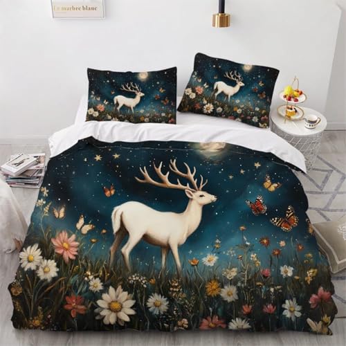 SJSXWQN Bettwäsche 200x220 Bettwäsche Set Reißverschluss Schließung für Erwachsene Kinder Weicher Atmungsaktive Mikrofaser Bettbezug + 2 Kopfkissenbezug 80x80 cm