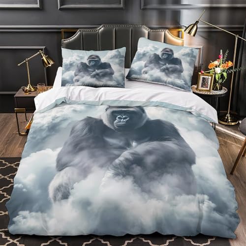 VOXYTMLWG Grau Katze Gazing Bequem 3D Druck 3 Stück Bettwäsche-Set Zip Verschluss Pflegeleicht Fantasy Space Bubbles Bettdeckenbezug for Jungen,Teenager,Männer,J ugendliche Single?140x200cm?