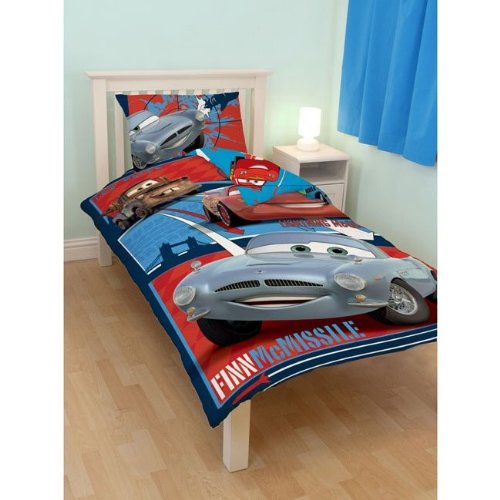  Kinder Jungen Wendbares Bettdecken und Kopfkissen Bezug Set (Einzelbett) (Blau/Rot)