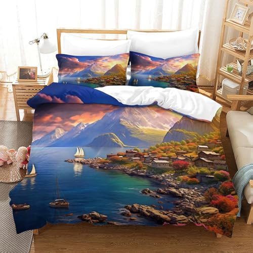 ENYISIYULO Twilight Beach Bettbezug Bettwäsche Set Kinderbettwäsche-Set Reißverschluss Mit Kissenbezügen Betten Set Für Jugendliche Kinder Schlafzimmer Single?140x200cm?