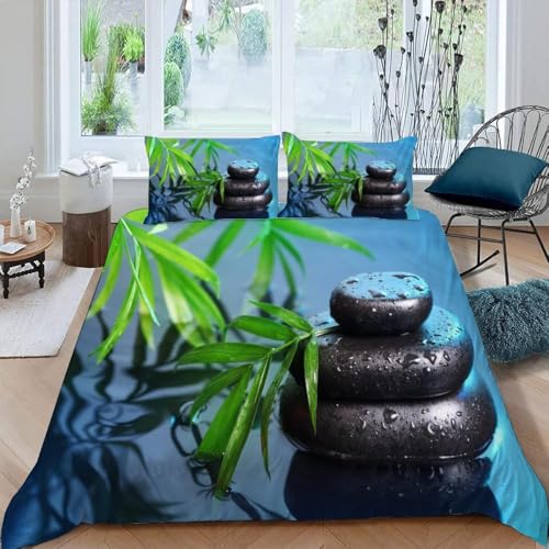 Bettwäsche 155x220 Schwarze Pusteblume Weich Mikrofaser Ruhige Natur Bettwäsche-Sets 3D Bettbezug 3 Teilig Bettbezüge mit Reißverschluss und 2 Kissenbezug 80x80 E-2722