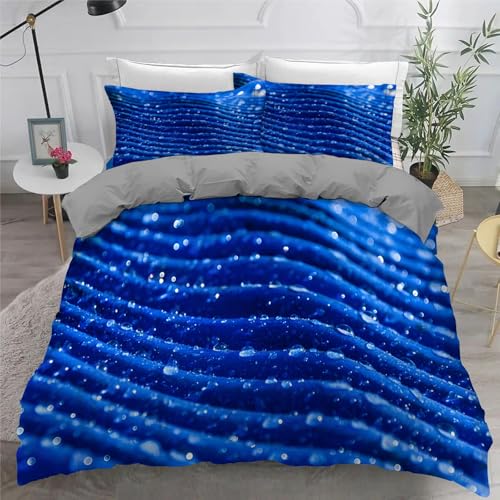 YZQGLHP Geknitterte Seide Bettwäsche 155x220cm, Wassertropfen Bettbezug Wendebettwäsche, Weich Mikrofaser Bettwäsche-Sets mit Reißverschluss und 2 Kissenbezüge 80x80cm