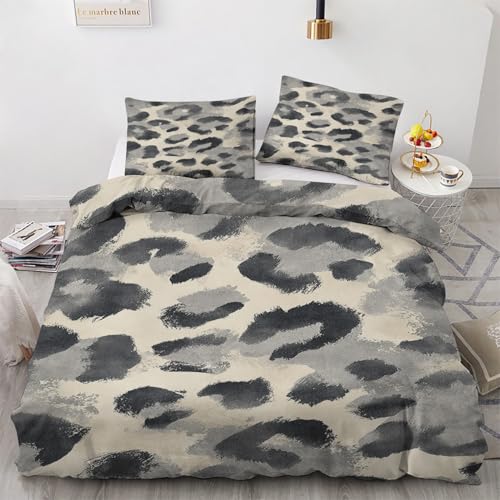 Leopardenmuster Bettwäsche 135x200cm 2 teilig, Tuschemalerei Muster Bettbezug mit Reißverschluss, Weich & Bügelfrei, Modern Leoparden Bettwäsche Set Microfaser mit 1 Kissenbezug 80x80 cm Leopardenmuster Bettwäsche 135x200cm 2 teilig, Tuschemalerei Muster Bettbezug mit Reißverschluss, Weich & Bügelfrei, Modern Leoparden Bettwäsche Set Microfaser mit 1 Kissenbezug 80x80 cm