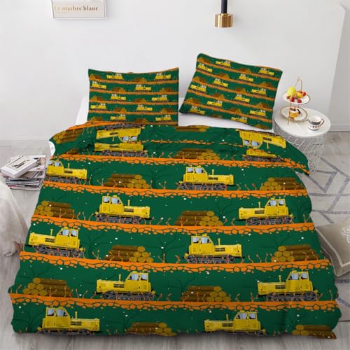 MARBRE 3D Bettwäsche Auto 135x200 cm 2teilig 100% Mikrofaser Kinderbettwäsche Traktor Wendebettwäsche mit Reißverschluss Bettwäsche-Sets mit Kissenbezüge 80x80(Image 12-10)