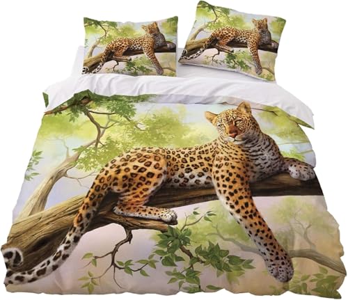 Leopard Bettwäsche 155x200 cm Katze Bettwäsche-Sets Superweich Mikrofaser 3 Teilig Haben 1 Bettbezug und 2 Kissenbezüge 80×80cm mit Reißverschluss L.255 Leopard Bettwäsche 155x200 cm Katze Bettwäsche-Sets Superweich Mikrofaser 3 Teilig Haben 1 Bettbezug und 2 Kissenbezüge 80×80cm mit Reißverschluss L.255