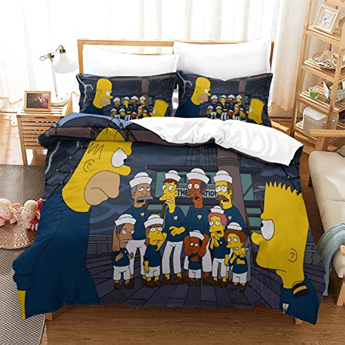 YINGD The Simpsons Bettwäsche-Set, Anime-Charaktere, Bettdeckenbezug, superweiche Mikrofaser, 2-teilig (140 x 200 cm)