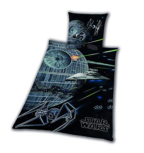 Star Wars 8 Death Star Rey Finn Tico Yoda Bettwäsche, glatt, 135 x 200 cm