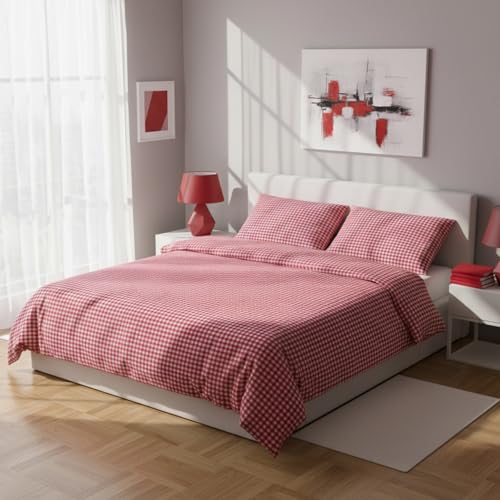 KASANOVA Young Bettwäsche-Set für Doppelbett, rot-kariert