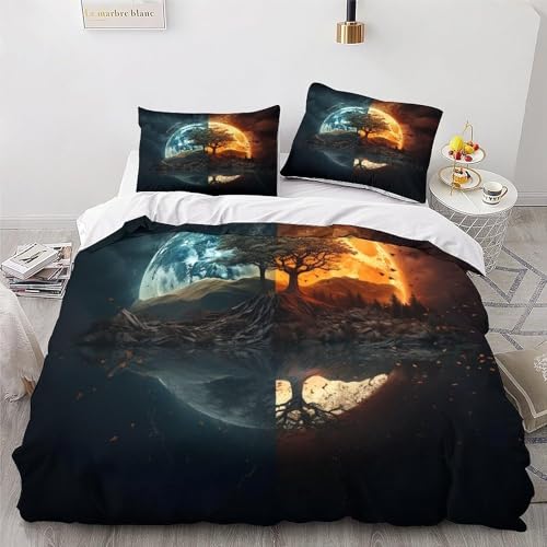 Zbeiba Fantasielandschaft 3D-Druck Bettwäsche 135x200cm Bettbezug Set Mikrofaser Angenehme Bettbezug und 2 Kissenbezug 80x80cm 3 teilig,#11,Weich & Bügelfrei Bettbezüge Mit Reißverschluss