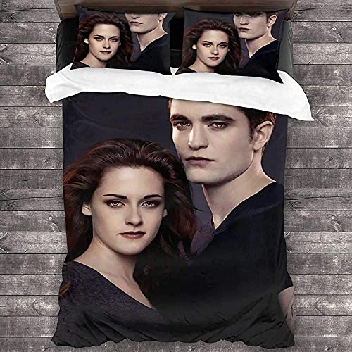 ANSSON Twilight Bettwäsche Horrorfilm Bettbezüge & 2 Kissenbezug Mikrofaser The Twilight Saga Bettwäsche-Sets Vampire Edward Cullen (135x200cm+80x80cmx2, Twilight5)