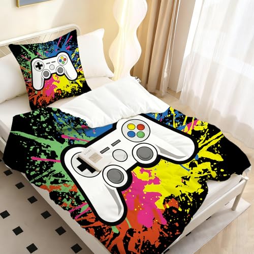 Yasida Gaming BettwäSche Schwarz Microfaser KinderbettwäSche 135x200 Jungen Mit AuffäLligen Farben Fur Jungen Teenager Gam BettwäSche 135x200 Mit ReißVerschluss Und 1 Kissenbezug