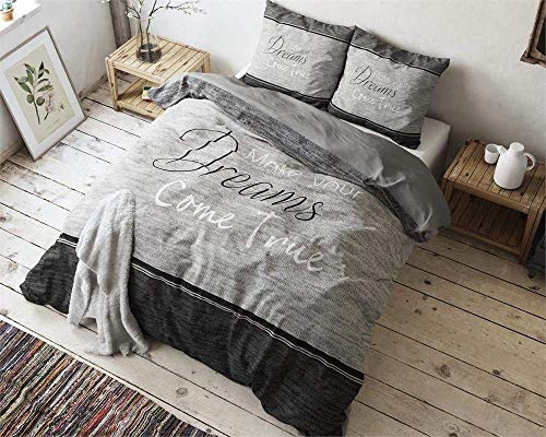 Sleeptime Bettwäsche 100% Baumwolle True Dreams, 200cm x 200cm, Reißverschluss, Mit 2 Kissenbezüge 80cm x 80cm