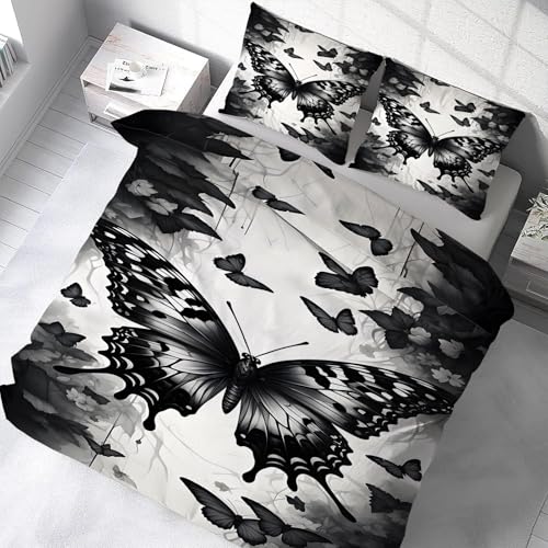 YZQGLHP Kinder Bettwäsche Set Schmetterling Bettwäsche 135x200 cm Jungen Bettbezug für Mädchen Kids Microfaser Himmlische Qualität Betten Set mit 1 Kissenbezug 80x80cm Einzelbett