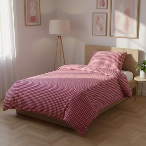 KASANOVA Young Bettwäsche-Set für Einzelbett, rot-kariert