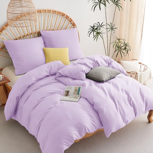 WAVVE Bettwäsche 135x200 4teilig   2 Bettbezüge 135 x 200 mit 2 Kissenbezüge 80x80, ÖKO TEX Bettwäsche Sets aus Mikrofaser mit Reißverschluss Weich