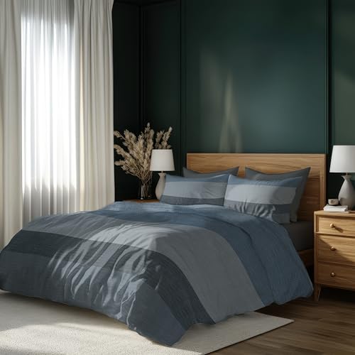 DILIOS Premium Bettwäsche 135x200 – 100% Baumwolle, ÖKO-TEX Zertifiziert, Renforcé, Atmungsaktiv & Antiallergisch, mit Reißverschluss, 2teilig – Bettbezug + Kissenbezug 80x80, Blau, Hellblau