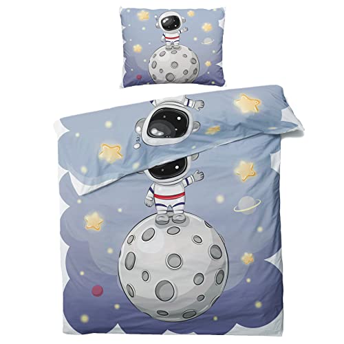 ZDABAOEC Weltraum Astronaut Bettwäsche 155x200 Kinder Jungen, Weiche Microfaser Kinderbettwäsche 2er Set - 1 Bettbezug + 1 Kissenbezug 80x80, mit Reißverschluss, Wende Motiv ZDABAOEC Weltraum Astronaut Bettwäsche 155x200 Kinder Jungen, Weiche Microfaser Kinderbettwäsche 2er Set - 1 Bettbezug + 1 Kissenbezug 80x80, mit Reißverschluss, Wende Motiv