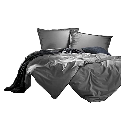 Lorena Uni Mako-Satin Bettwäsche Classic Stehsaum Taube, 1 Bettbezug 155 x 220 cm + 1 Kissenbezug 80 x 80 cm